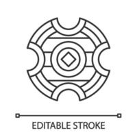 medeltida strid sköld linjär ikon. riddarvakt. skydd mot närstridsvapen och pilar. personlig rustning. tunn linje illustration. kontur symbol. vektor isolerade konturritning. redigerbar linje