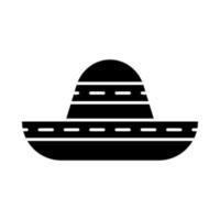 sombrero glyfikon. traditionell mexikansk hatt. huvudbonad med bred brätte. siluett symbol. negativt utrymme. vektor isolerade illustration