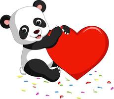 panda tecknad med kärlek vektor