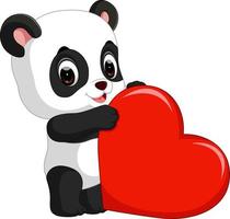 panda tecknad med kärlek vektor