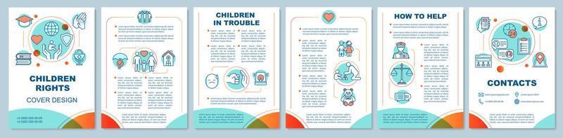 Layout der Kinderrechtsbroschüre. Häusliche Gewalt stoppen. flyer, broschüre, broschürendruckdesign mit linearen illustrationen. Vektorseitenlayouts für Zeitschriften, Geschäftsberichte, Werbeplakate vektor