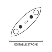 erbsen niedlicher kawaii linearer charakter. glücklich lächelndes Gemüse. gesundes vegetarisches essen lachen. Symbol für dünne Linie. vektor isoliert umriss illustration. editierbarer Strich