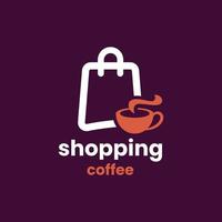 shopping kaffe logotyp vektor