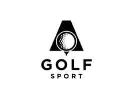 logotyp för golfsport. bokstaven a för golf logotyp design vektor mall.