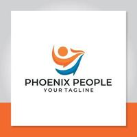 phoenix menschen logo design vektor oder vogelfeuer