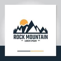 rockmount och sunrise logotyp design vektor