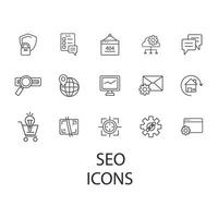 SEO-Icons gesetzt. SEO-Pack-Symbolvektorelemente für Infografik-Web vektor