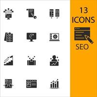 SEO-Icons gesetzt. SEO-Pack-Symbolvektorelemente für Infografik-Web vektor