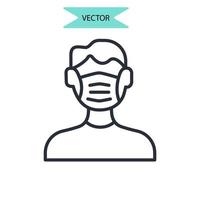 Atemschutzmasken-Symbole symbolisieren Vektorelemente für das Infografik-Web vektor