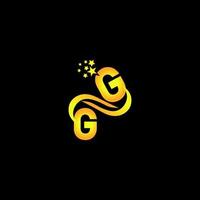 gyllene bokstaven gg logotypdesign med multistjärna för ditt företag eller företag.