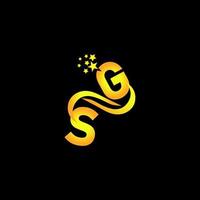 gyllene bokstav gs logotyp design med multi star för ditt företag eller företag.