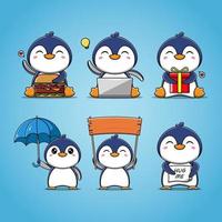 niedliche pinguin-set-vektorillustration vektor