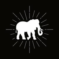 retro elefant silhuett logotyp vektor