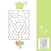ett pusselspel för barn. gå igenom labyrinten, vattenkanna och blommor vektor