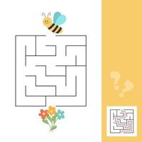 Labyrinth-Puzzle für Kinder. Biene helfen, Blume zu finden. Aktivitätsblatt für Kinder. vektor