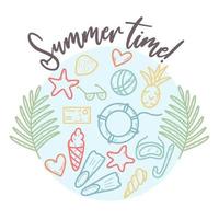 Sommerzeit-Postkarten-Doodle-Stil vektor