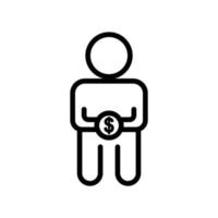 Menschen-Icon-Vektor mit Dollar. Geschäftssymbol, kaufen. Liniensymbolstil. einfache Designillustration editierbar vektor