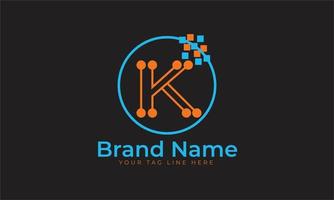 k-Buchstaben-Logo oder Icon-Design. k-Logo mit Technologie-Logo. vektor
