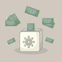 Sparen Sie Geld auf dem Safe-Box-Illustrations-Vektorgrafik-Design vektor