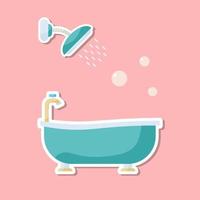dusche und badewanne illustration aufkleber vektor