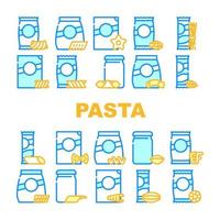 Pasta-Lebensmittelpaket-Sammlungsikonen stellten Vektor ein