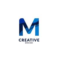 bokstaven m alfabetets logotyp i blått papperssnitt modern och trendig kreativ design vektor