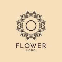 bokstav o blomstercirkeldekoration för spa, salong, hotell, florist, feminint varumärke vektor