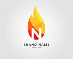 buchstabe n moderne flamme trendiges helles logo-design für kreatives und energisches unternehmen vektor