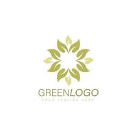 gröna blad grupp logotyp design vektor