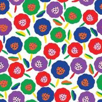 Gekritzel mehrfarbige handgezeichnete Blumen, nahtloser Musterhintergrund, Grußkarte oder Stoff vektor
