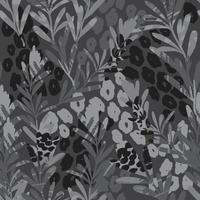 sömlös abstrakt monokroma blommor och blad mönster bakgrund, gratulationskort eller tyg vektor