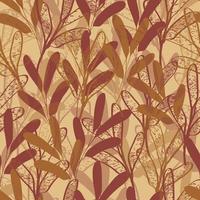 nahtlose gemischte handgezeichnete Herbstblätter Musterhintergrund, Grußkarte oder Stoff vektor