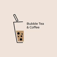 bubbla te och kaffe vintage logotyp vektor ikonillustration