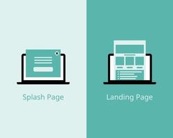 Unterschied zwischen Splash-Page und Landing-Page, um Besucher der Website anzulocken vektor