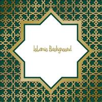 guld och grön lyx islamisk bakgrund med dekorativ prydnad ram premium vektor