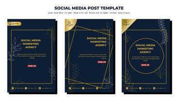 blå guld vektor sociala medier post mall, vektor konst illustration och text