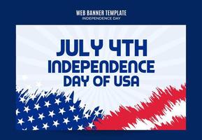 glad 4 juli - självständighetsdagen usa webbbanner för sociala medier affisch, banner, rymdområde och bakgrund vektor