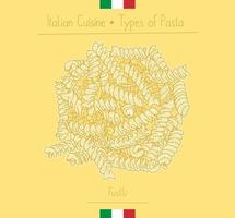 Nudeln in Helixform mit italienischem Essen, auch bekannt als Fusilli, skizzieren Illustration im Vintage-Stil vektor