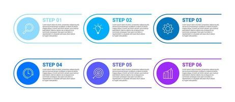 kreis und dünne linie infografisches design mit 6 schritten und symbolen für unternehmen vektor