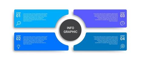 Infografik-Design mit Symbolen und 4 Optionen oder Schritten. für Geschäftsprozess vektor