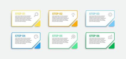 Infografik-Design mit Symbolen und 6 Optionen oder Schritten. Infografiken für Geschäftskonzept vektor