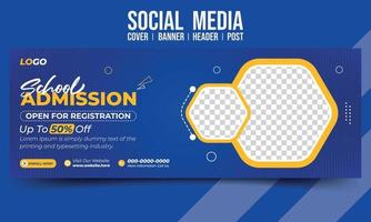 modern skola antagning sociala medier cover banner header post vektor mall