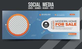 Haus zum Verkauf Geschäft Social Media Cover Banner Header Post Design Vektorvorlage vektor