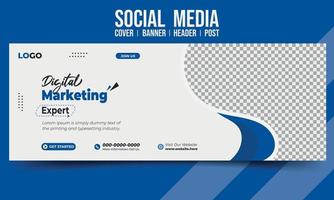 kreative digitale Marketing-Expertenagentur Social Media-Cover-Banner-Header-Post-Vektorvorlage vektor