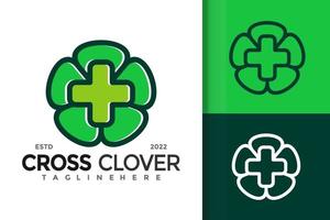 Cross Medical Clover Logo-Design-Vektor-Vorlage vektor