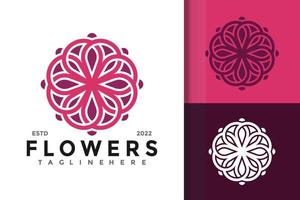 skönhet blomma prydnad elegant logotyp design vektor mall