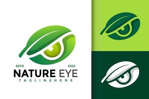 natur blad öga vision logotyp design vektor mall