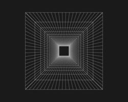 Cyber Grid, Retro-Punk-Perspektive rechteckiger Tunnel. Rastertunnelgeometrie auf schwarzem Hintergrund. Vektor-Illustration. vektor
