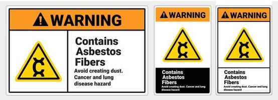 Sicherheitszeichen enthält Warnzeichen für Asbestfasern. Gefahrenzeichen. Symbolabbildung. Osha- und Ansi-Standard vektor