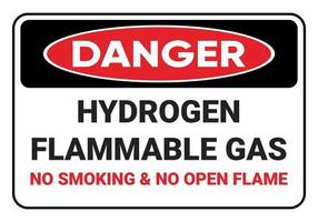 Gefahr Wasserstoff entzündbares Gas. nicht rauchen und kein offenes Feuer. Sicherheitszeichen-Vektorillustration. Osha- und Ansi-Standardzeichen. eps10ctor-Abbildung. Osha- und Ansi-Standardzeichen. Folge10 vektor